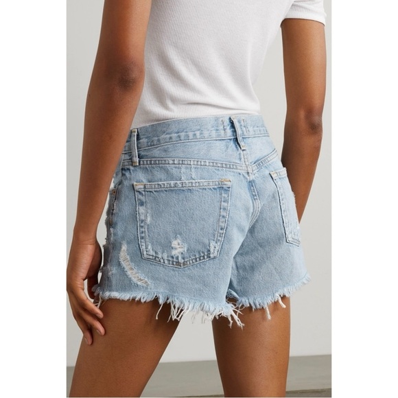 Agolde Size 29 Parker Cutoff Distressed Denim Shorts in Swapmeet Light Wash - Picture 2 of 8